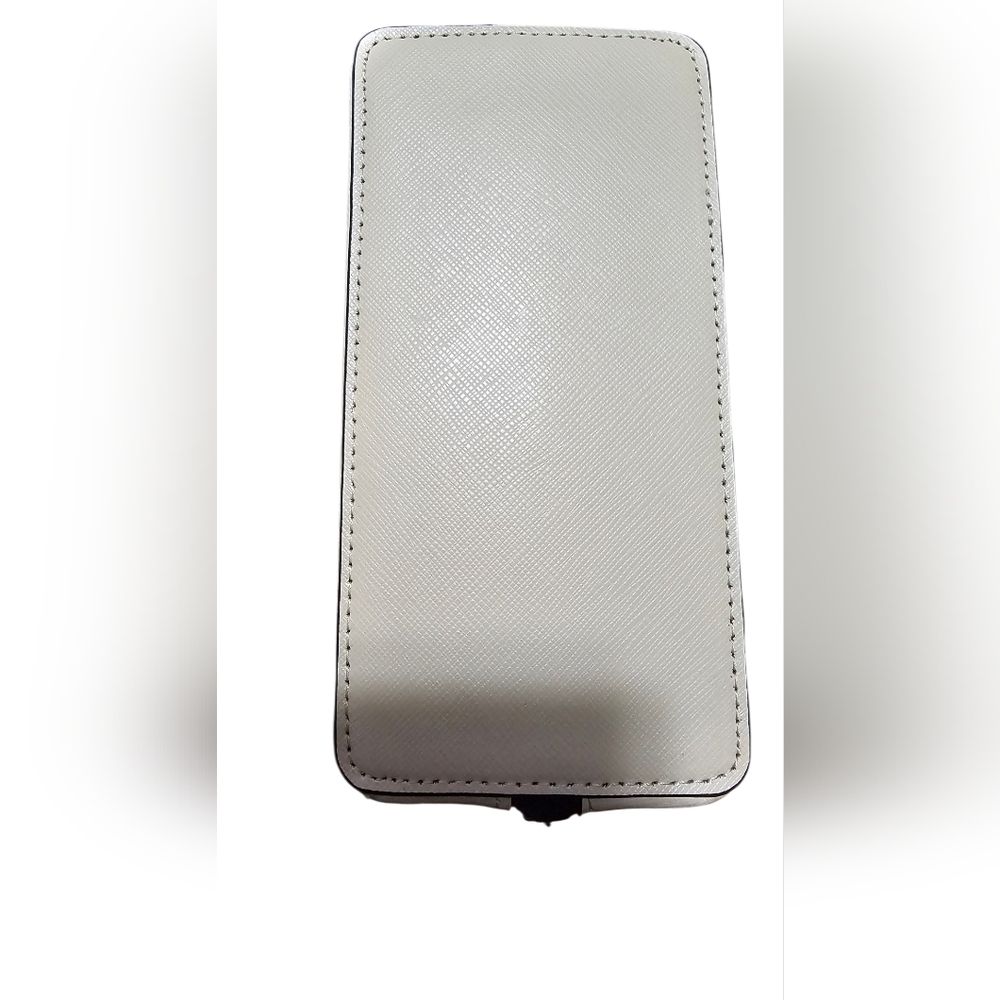 Kate Spade New York Staci Colorblock Cosmetic Case Crosshatch Leather Blk Beige - Picture 5 of 8